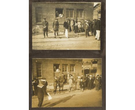 NO RESERVE First World War &amp; aftermath.- Photograph Album, 45 photographs on 14pp., including: views of German Navy torpe