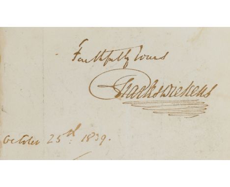 Dickens (Charles) The Life and Adventures of Nicholas Nickleby, first edition, Dickens cut signature tipped-in, extra illustr