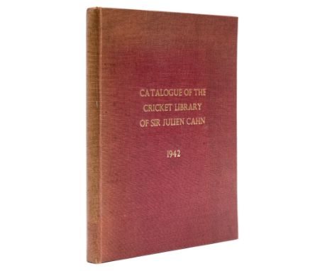NO RESERVE Cricket.- [Walker (V. W.)] Catalogue of the Cricket Library of Sir Julien Cahn, Bart., at Stanford Hall, Nottingha