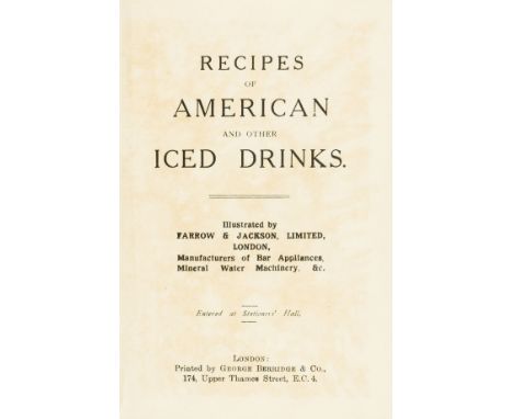 Cocktails.- Recipes of American and other Iced Drinks, illustrations, 8 recipes in manuscript at end, advertisements at end, 