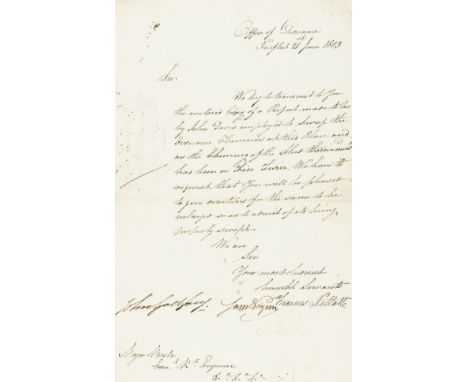 Chimney Boys.- Davis (John, chimney sweep) Autograph Letter signed to Captain Godfrey, storekeeper of the Office of Ordnance,