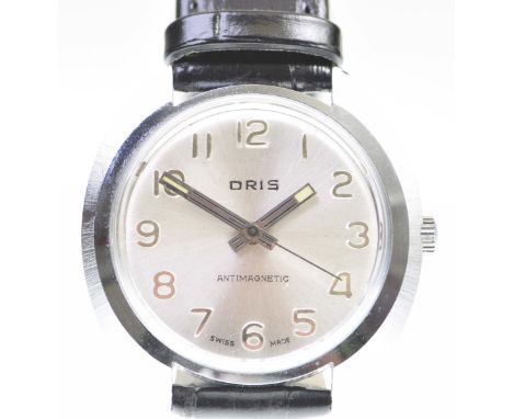 Oris: A vintage gentleman's manual wind wristwatchThe circular silver tone dial, with applied silver Arabic numerals, the sil