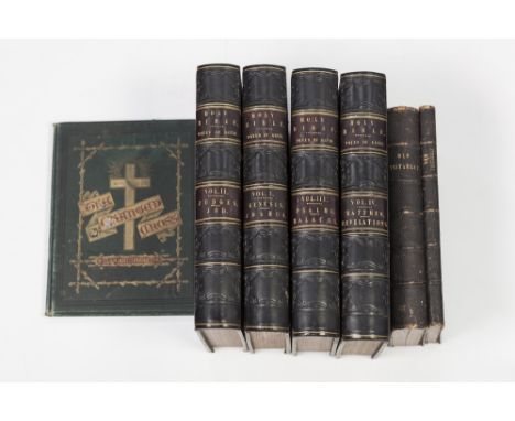 FINE LEATHER BINDING. THE PICTORIAL BIBLE BEING THE OLD AND NEW TESTAMENTS, original notes by John Kitto.  A new edition in f