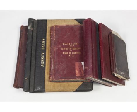 VARIOUS HAND WRITTEN ITEMS, LEDGERS, ACCOUNTS, etc,.. including; a LARGE LEATHER MINUTES OF MEETINGS, William C. Jones Limite