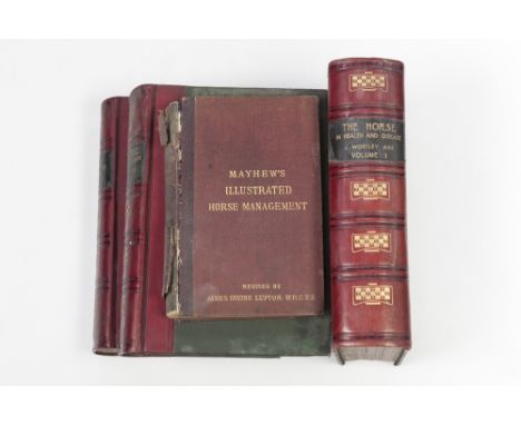 WORTLEY AXE, THE HORSE IN HEALTH AND DISEASE, 3 vols, Published by Gresham, quarter leather binding.  TOGETHER WITH Mayhew's 