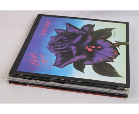 Vinyl - Collection of Thin Lizzy vinyl records to include Black Rose on Vertigo 6360 169, Thunder And Lightning on Vertigo VE
