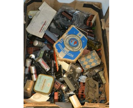 Toys and accessories, 00 gauge rolling stop shell tanker, esso etc, accessories motors, bogie's etc (1box)