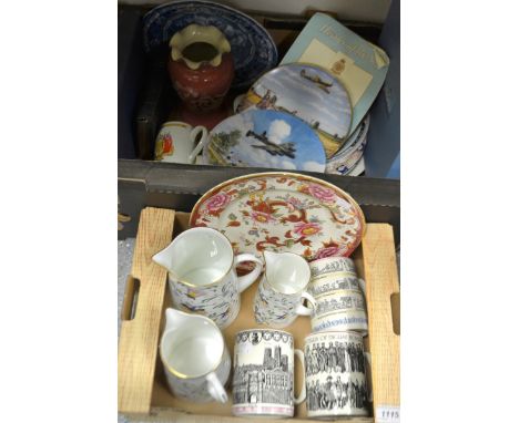 Ceramics - A trio of Wedgwood over size tankard mugs, English Monarchs, English Cathedrals, etc,  a graduated set of three Sp