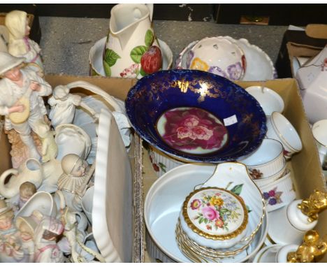 Ceramics -  early 20th century bisque figures;  Worcester Oven to Table ware;  decorative bells;  etc 