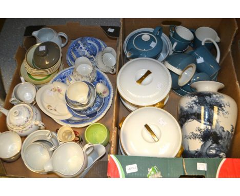 Ceramics - a Poole pottery part table service, inc two teapots, jugs, bowls;  Royal Worcester oven to table china, Wollow pat