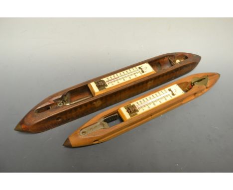 An Edwardian weaving loom shuttle thermometer; another (2)
