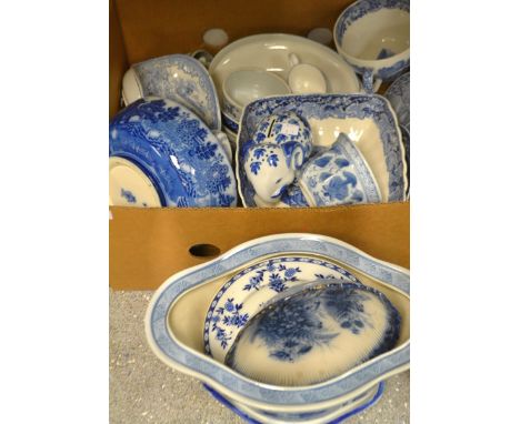 Blue and white - Spode Robbie Burns plate; wash jugs etc.