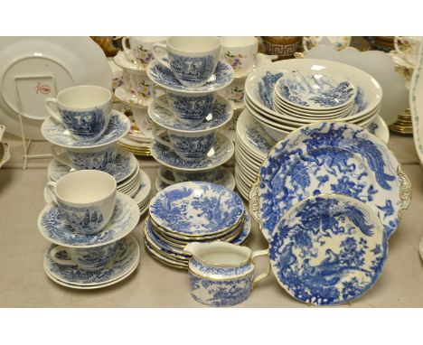 Ceramics - a Royal Crown Derby Blue Aves pattern part tea service;  a Wedgwood & Co Countryside pattern table service, includ