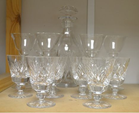 An Old Hall seven piece drinking set comprising decanter and six aperitif glasses, etc 