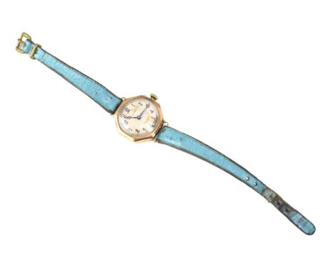 A Rolex Prima, manual wind, ladies, 9ct gold wristwatch, circa 1930s, having a silvered dial with Arabic numerals, blued hand