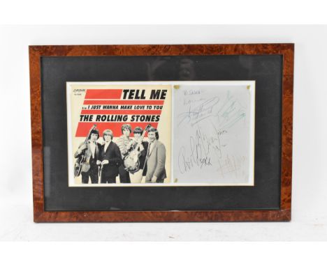 A mounted and framed Rolling Stones single record for 'Tell Me I Just Wanna Makes Love To You', 7 inch record, together with 