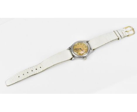 A Rolex Oyster Junior Sport, manual wind, mid size, stainless steel wristwatch, circa 1940s, the dial having Arabic numeral a