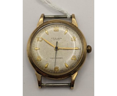 A J. W. Benson, manual wind, gents, 9ct gold wristwatch, the dial signed, having Arabic numerals and centre seconds, the CYMA