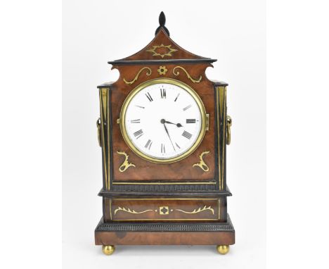 A Regency mahogany and brass marquetry bracket clock, by Edwards, 17 Shoreditch, with convex glass to the circular enamel dia