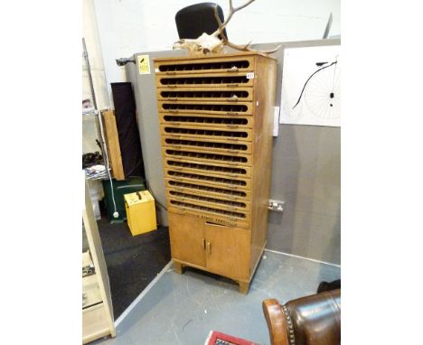 SHOP CABINET. Original shop storage wood colour range panel chest of narrow drawers and under cabinet