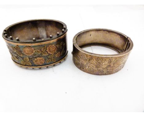 SILVER BANGLE. Hallmarked silver bangle and a white metal pressed silver bangle