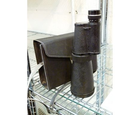 CASED MONOCULAR. Russian cased monocular with extending attachment lens