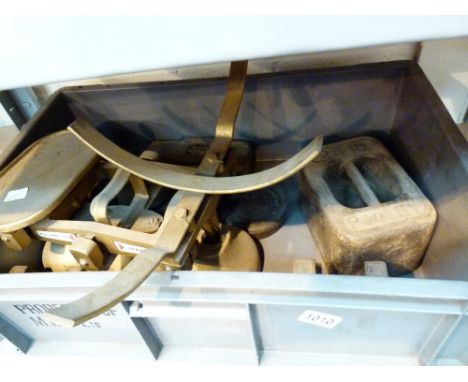SHOP SCALES. H & T Avery shop scales lacking pan and selection of weights