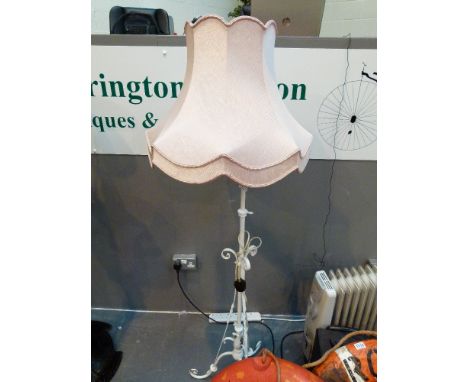 WROUGHT IRON LAMP. Antique painted wrought iron standard lamp