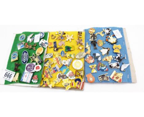 MIXED BADGES. 3 sheets of collectable badges some enamel examples