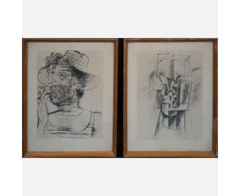 Pablo Ruiz Picasso (1881-1973)-graphic, two etchings on paper , framed under glass, 24x20 cm 