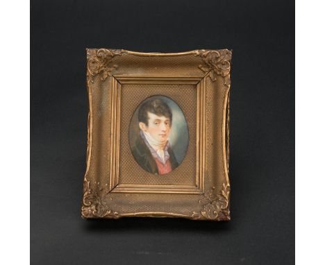 Austrian Miniaturist 19th Century. Portrait of a young gentleman , watercolour , described bottom right, Daffinger , framed u