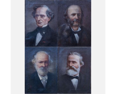 Artist 2nd Half 19th Century, portrait of the four famous composers: Giuseppe Verdi (1813-1901), Jacques Offenbach (1819-1880