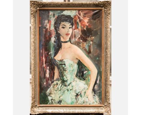 Jean Gabriel Domergue ( 1889-1962 )- Attributed. Portrait of a young lady, oil on canvas, framed, signed bottom left. 90X60 c