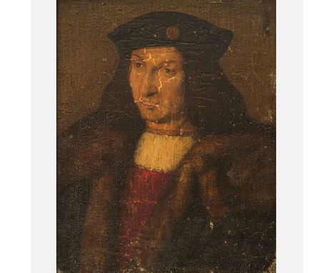 English School , Portrait of James the IV (1473-1513), Oil on wooden panel, framed