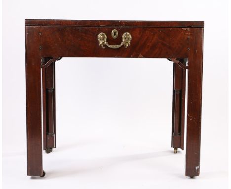 George III mahogany architects table, the rectangular top with a raised edge above the deep frieze drawer and hinged surface,