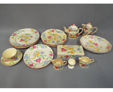 Masons - 21 pieces of Masons ceramic dinner ware and tea ware in the Sampler pattern. This lot must be paid for and collected