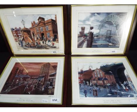Local Interest - four limited edition prints by DJ Kewley, all mounted and framed under glass, numbered and signed in pencil 