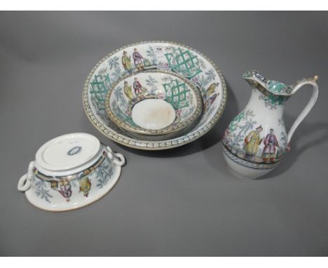 Pekin, B&amp;H - a four piece ceramic Oriental wash set with brand marks to the base Pekin B&amp;H [4] This lot must be paid 