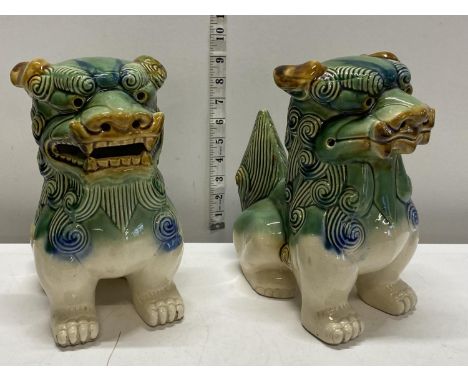 A larger pair of Chinese ceramic Fou Dogs h27cm 