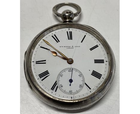 A hallmarked for London silver pocket watch by WM Potts and Sons Leeds, needs new glass 