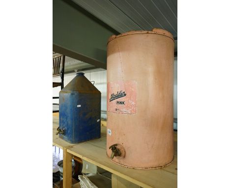 Two vintage paraffin storage cans to include Aladdin pink. 