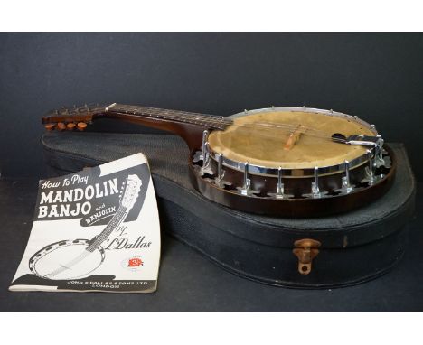 A vintage Melody Major Banjo Mandolin complete with carry case. 