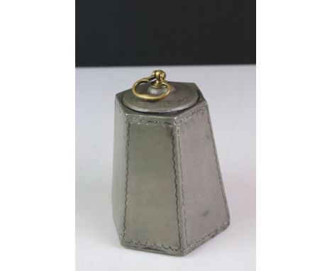 19th century Pewter Tea Caddy in the form of a Weigh, 13cm high 