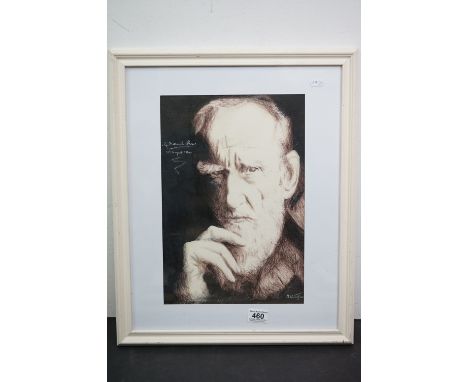 Portrait painting of George Bernard Shaw, 39cm x 26cm, framed and glazed 