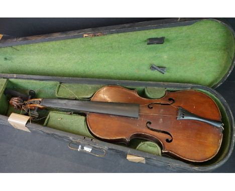 A vintage violin, paper label to interior reads "The Maidstone, John G. Murdoch, London.", body measures approx 14.5". 