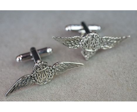 Pair of RAF style silver cufflinks 