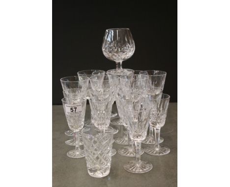 Quantity of Waterford Crystal wine, sherry &amp; brandy glasses (19) 