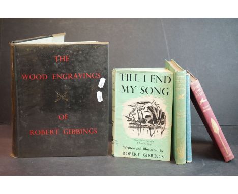 Books - Gibbings, Robert ' The Wood Engravings ' published  J M Dent 1959, 1st edition, including a loose engraving of a gull