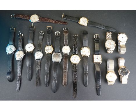A collection of approx fifteen vintage gents wristwatches to include Timex, Sekonda and Leno examples 
