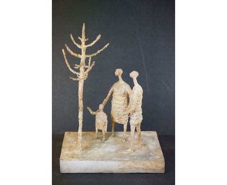 Philip Smith MBE ARCA (1928 - 2018), Plaster Sculpture of Figures by a Tree (1956),&nbsp; 37cms high, contained with a clear 